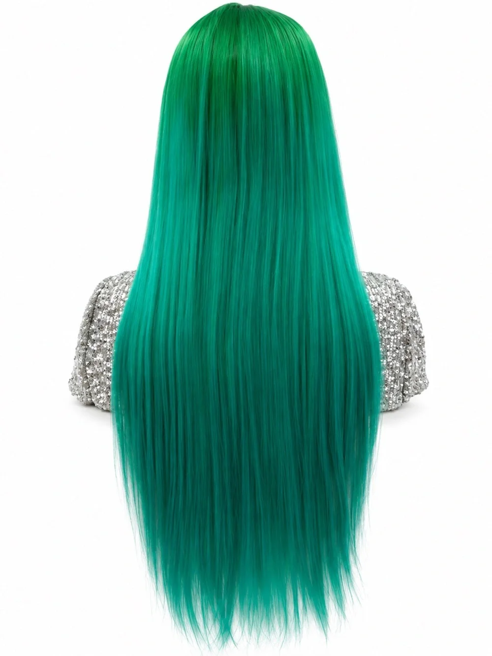 Green to Teal Long Straight Lace Front middle part Wig - Vibrant Ombre26 inches